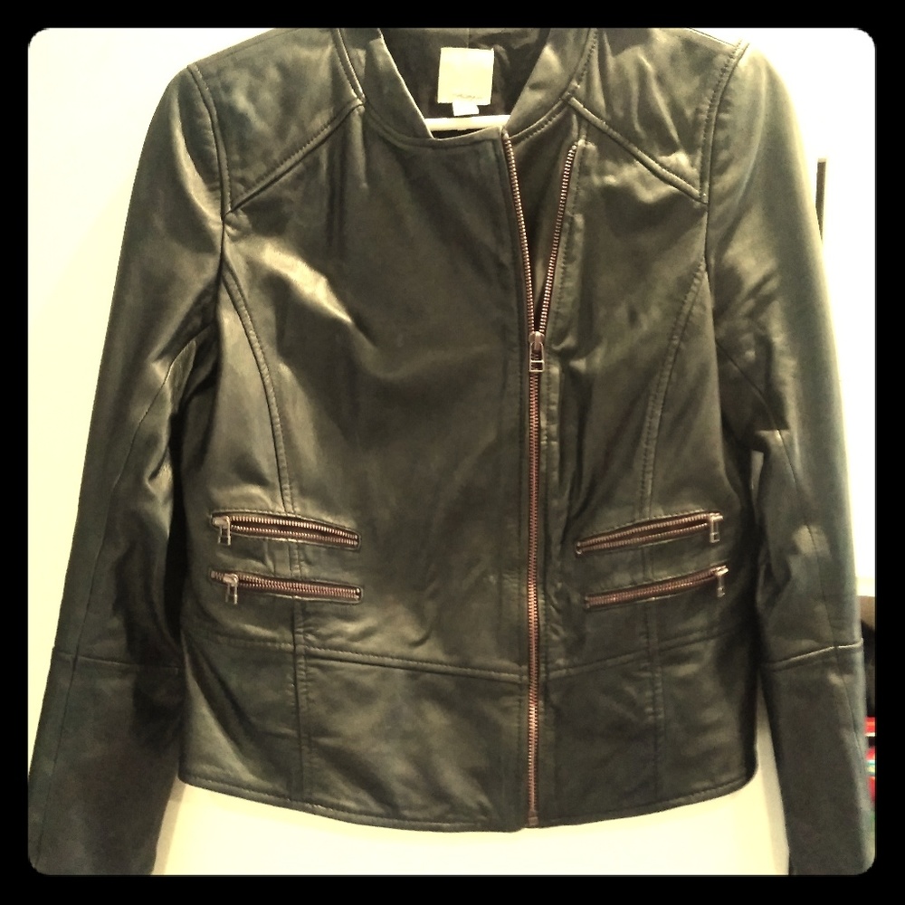 Halogen Black Leather Jacket Size Small
